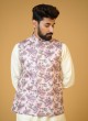 Silk Fabric Lavender Nehru Jacket For Wedding